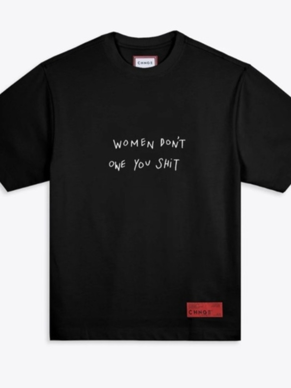 CHNGE Women Don't Owe You Shit Graphic Tee Size Large Black Statement Shirt